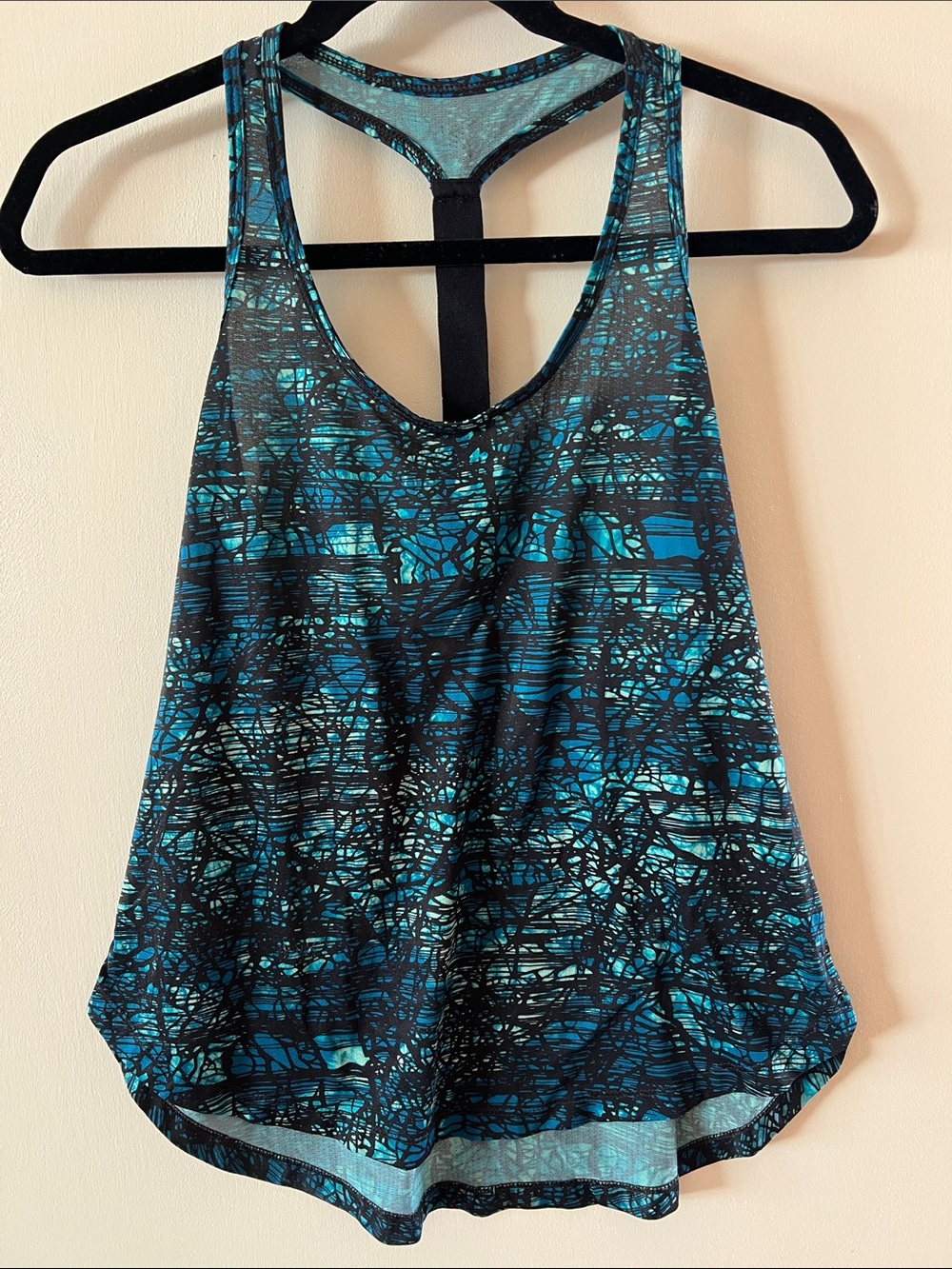 Old Navy Active GO-DRY Lightweight Racerback Teal & Black Tank Top